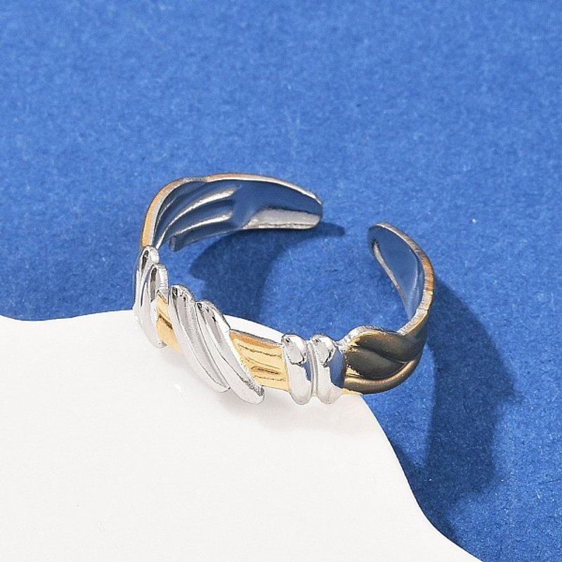 Bagues à Manchon Double Couleur en Acier Inoxydable 304 - Taille Ajustable — Bijoux fantaisie