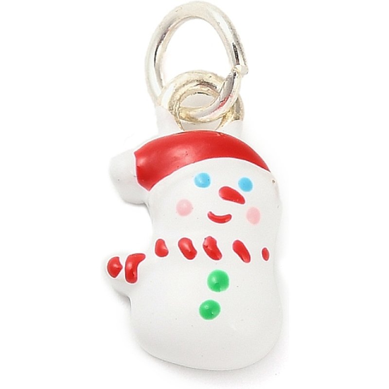 Christmas Themes Snowman Alloy Enamel Pendant with Jump Ring — Charms & Pendants