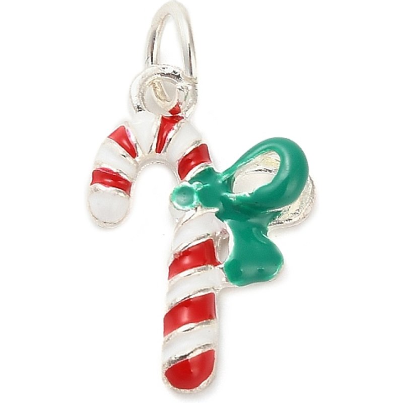 Pendentif en Émail Alliage Thème de Noël Canne de Bonbon avec Anneau de Saut — Breloques et pendentifs