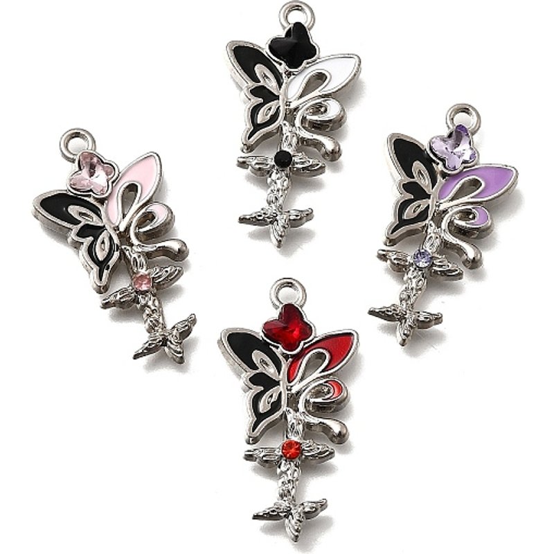 Pendentif Papillon en Alliage avec Strass et Émail — Breloques et pendentifs