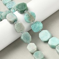 Brins de perles d'amazonite naturelle avec perles de rocaille, 28-29pcs