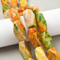 Brins de perles d'agate naturelle teintée, losange, orange, 12pcs — Perles à bijoux