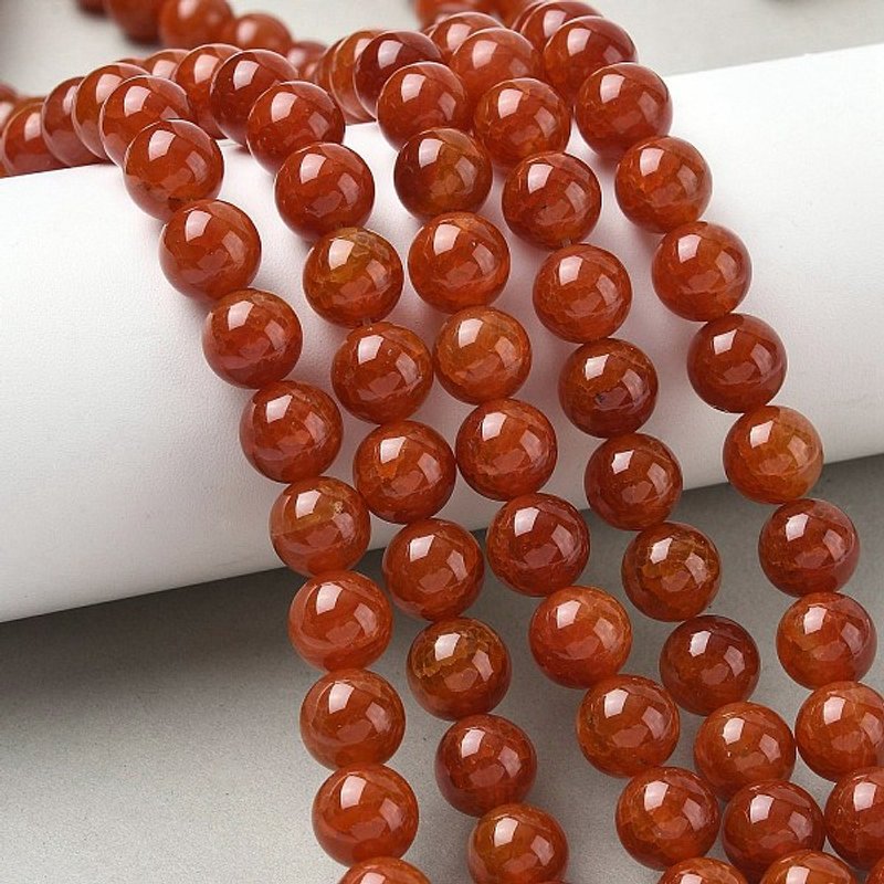 Brins de perles d'agate craquelée naturelle, rondes, teintées rouges, 10mm — Perles à bijoux