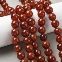 Fils de perles d'agate craquelée naturelle, rondes, teintes rouges, 12mm