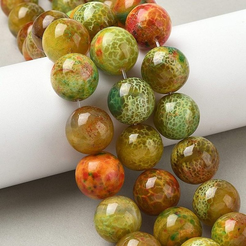 Dyed Natural Agate Beads Strands, Round, Colorful, 18mm — Jewelry Beads