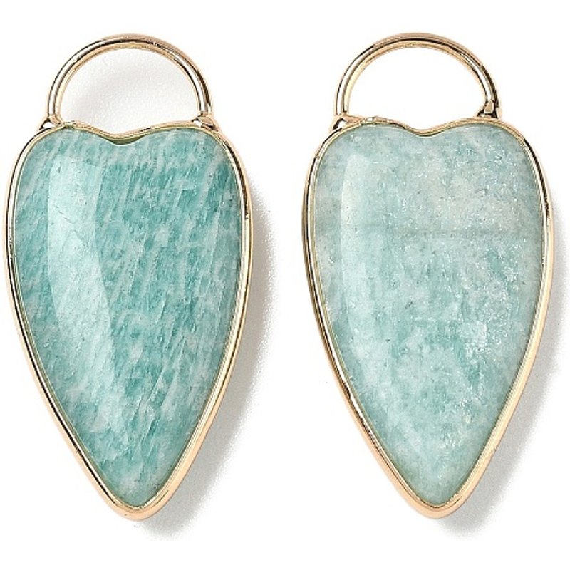 Charms en forme de cœur en amazonite naturelle avec réglages en laiton