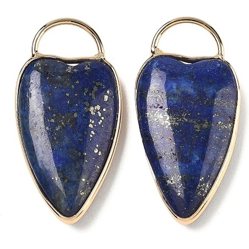 Charms en Lapis Lazuli Naturel en Forme de Cœur avec Montures en Laiton — Breloques et pendentifs