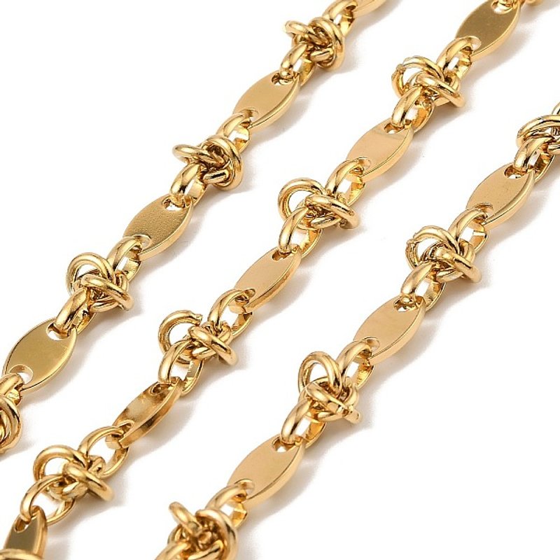 Chaînes ovales en acier inoxydable 304 avec maillons en nœud et plaquage or 18K