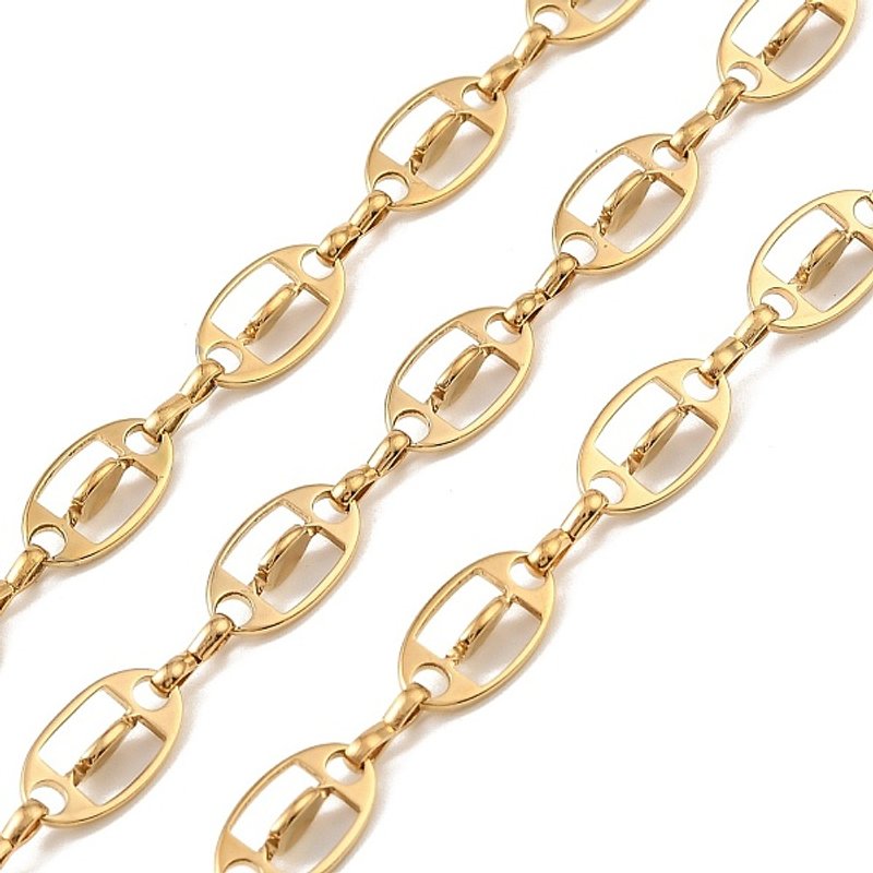 Chaînes ovales en acier inoxydable 304 avec plaquage en or 18K — Chaînes, fils et cordons