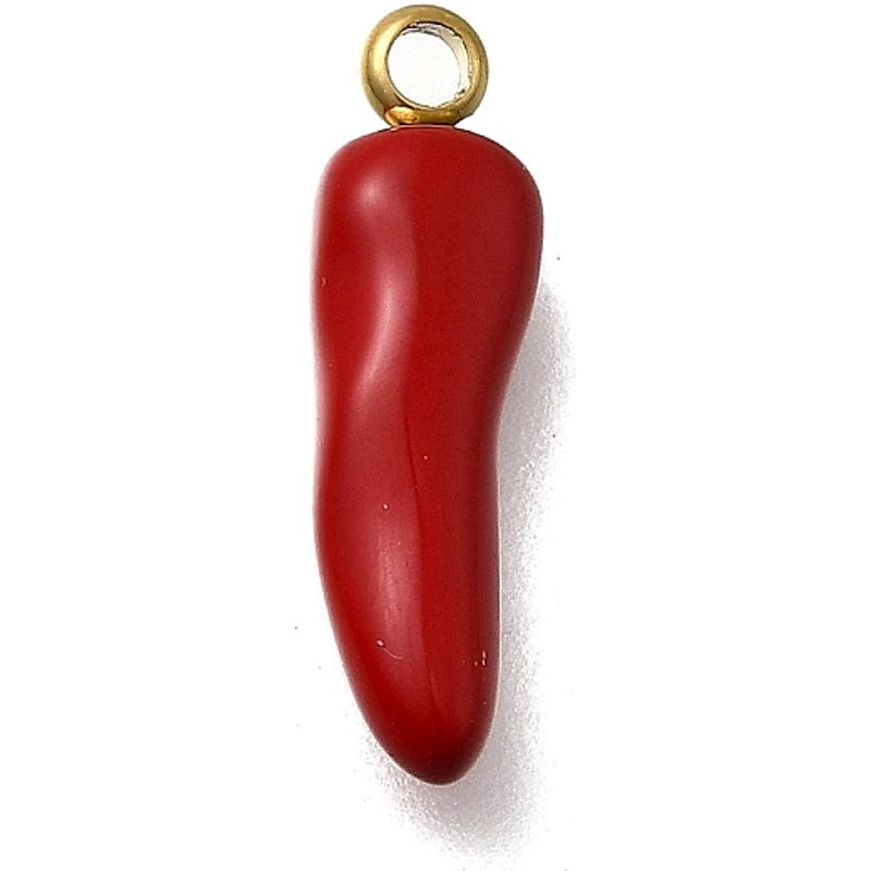 Pendentif en Acier Inoxydable 304 Émaillé, Plaqué Or 18K Piment Chaud — Breloques et pendentifs