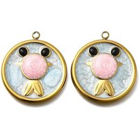 Pendentif en acier inoxydable 304 émaillé en forme de poisson avec plaquage en or 18K — Breloques et pendentifs