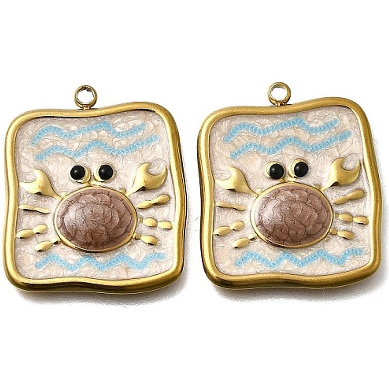 304 Stainless Steel Crab Pendant with 18K Gold Plating — Charms & Pendants