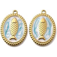 Pendentif en Acier Inoxydable 304 Émaillé en Forme de Poisson, Plaqué Or 18K — Breloques et pendentifs