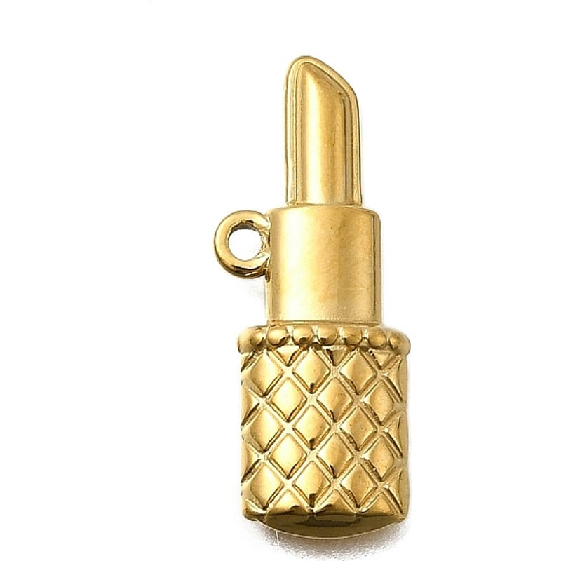 304 Stainless Steel Lipstick Pendant with 18K Gold Plating — Charms & Pendants