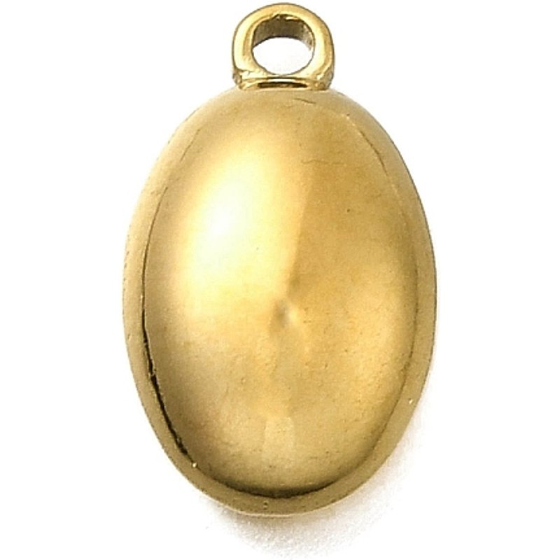 304 Stainless Steel Oval Charms, 18K Gold Plated, 14x8mm — Charms & Pendants