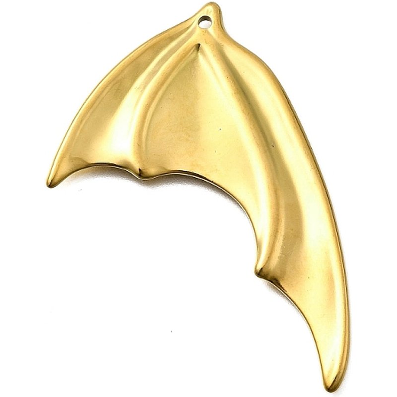 304 Stainless Steel Bat Pendant, 18K Gold Plated, 54x41mm — Charms & Pendants