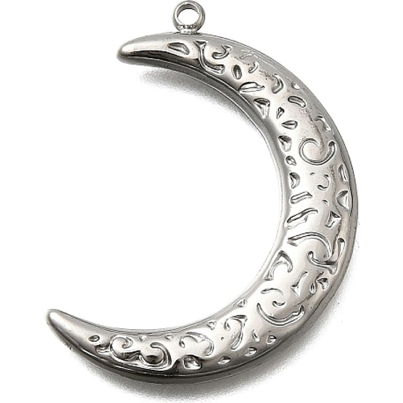 Pendentif Lune en Acier Inoxydable 304, 33x23x3mm, Trou 1.6mm — Breloques et pendentifs