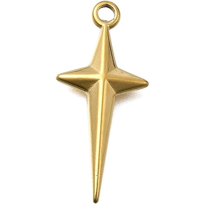 Pendentif Étoile en Acier Inoxydable 304 avec Plaquage en Or 18K — Breloques et pendentifs