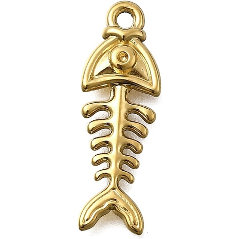 Pendentif en Acier Inoxydable 304 en Forme d'Arête de Poisson avec Plaquage en Or 18K — Breloques et pendentifs