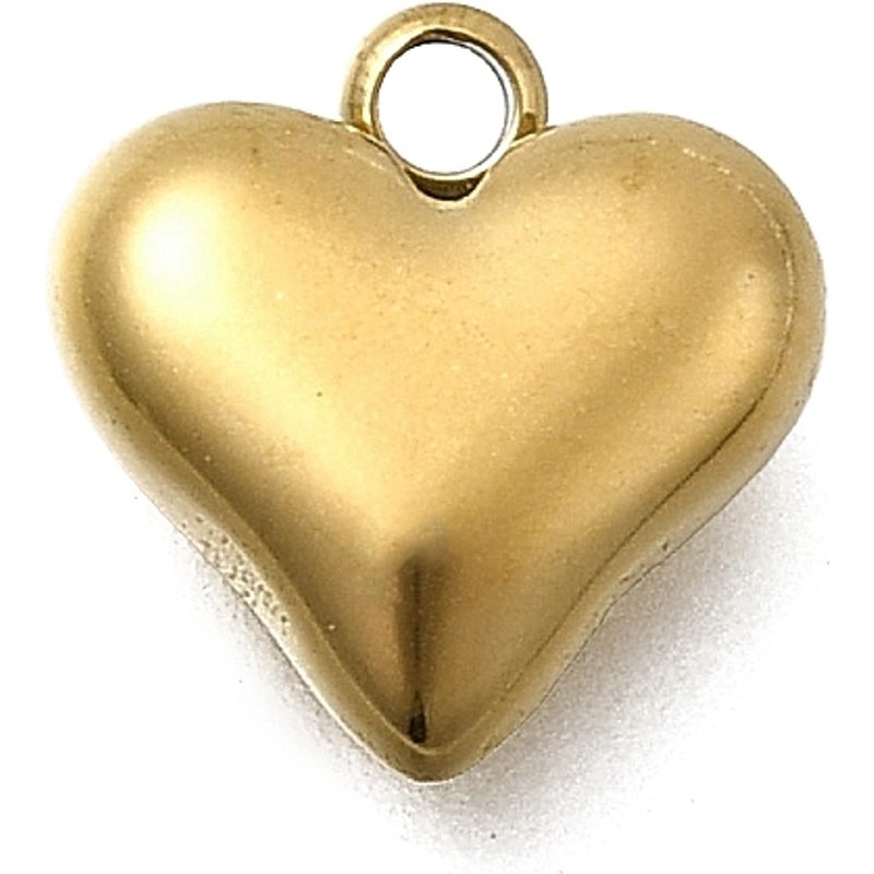 304 Stainless Steel Heart Charm with 18K Gold Plating — Charms & Pendants
