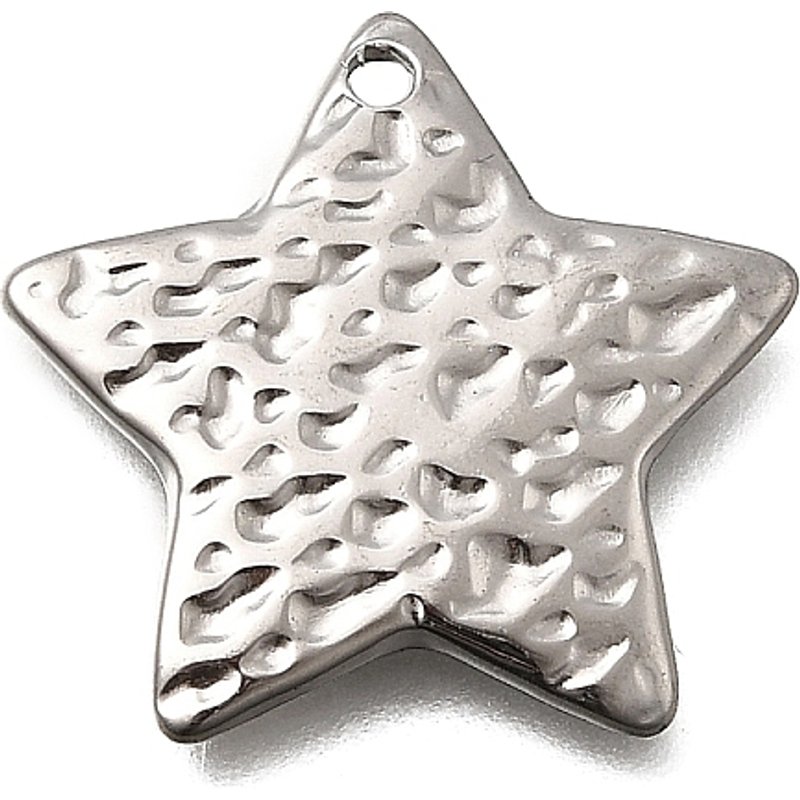 Pendentif Étoile en Acier Inoxydable 304 avec Fini Texturé — Breloques et pendentifs