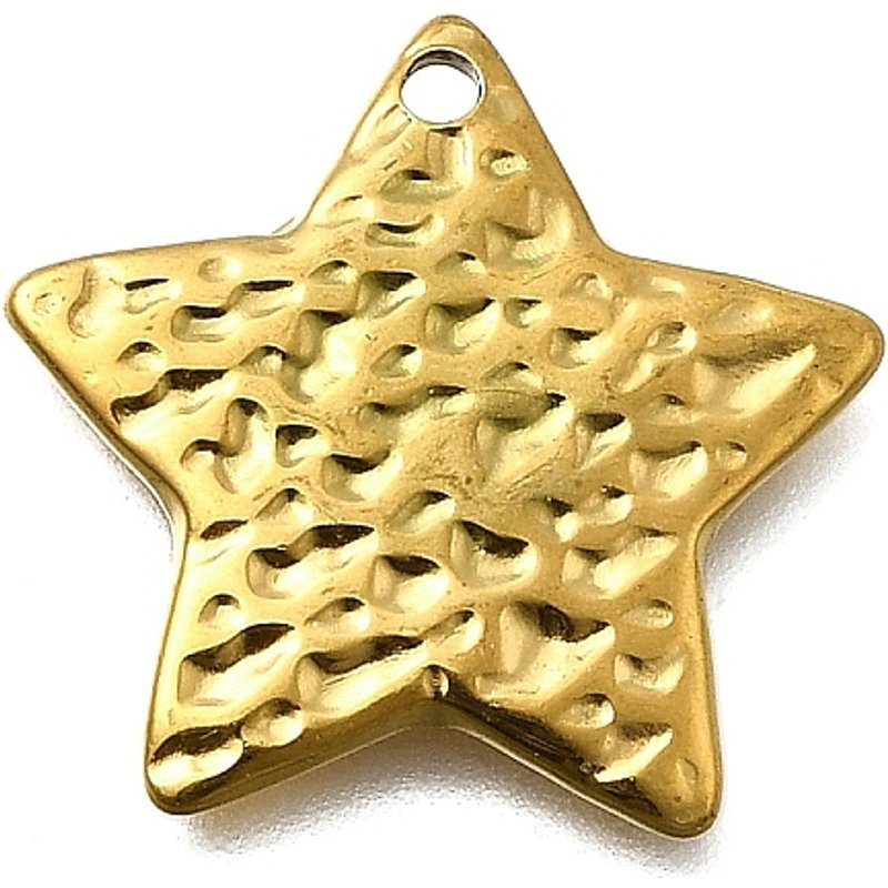 304 Stainless Steel Star Pendant with 18K Gold Plating — Charms & Pendants