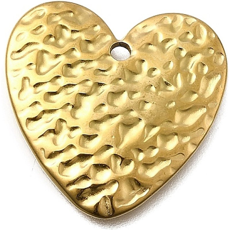 304 Stainless Steel Heart Pendant with 18K Gold Plating — Charms & Pendants