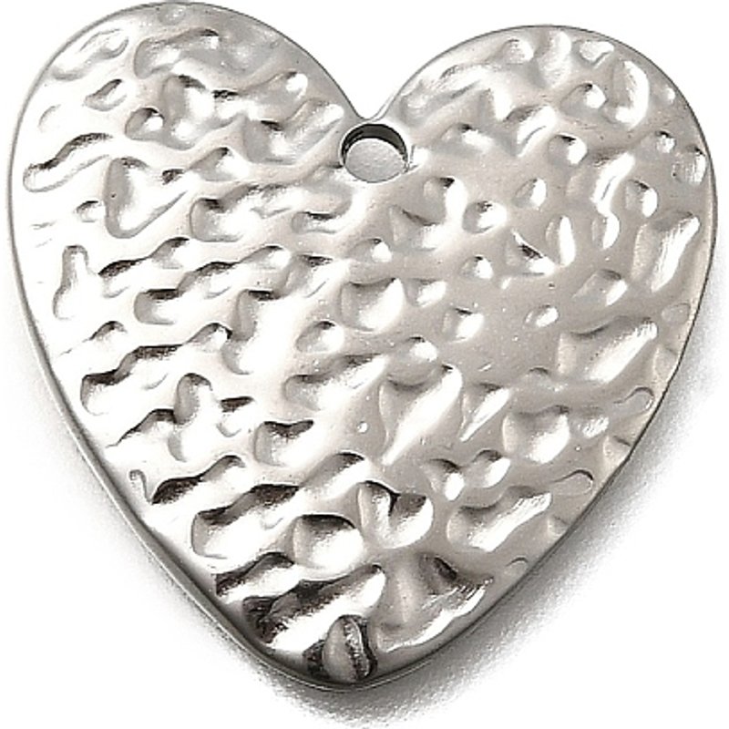 304 Stainless Steel Textured Heart Pendant