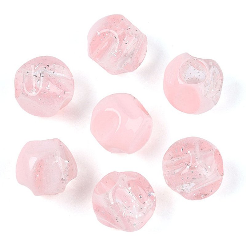 Perles en Acrylique Transparent avec Poudre Pailletée, Rose, 14x15x15mm — Perles à bijoux