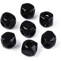 Perles Cubiques Opaques Noires en Acrylique, Facettées, 15-16mm — Perles à bijoux