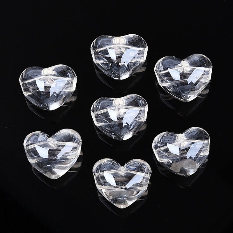 Perles Acryliques Transparentes en Forme de Cœur, Facettées, Claires — Perles à bijoux