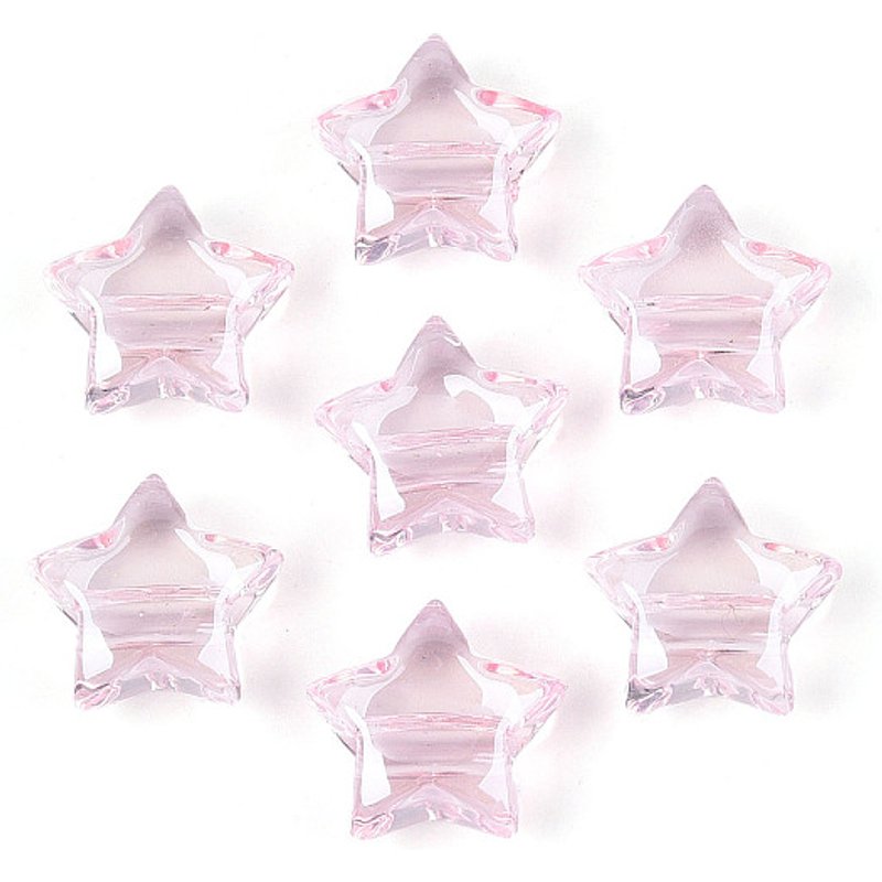 Perles Acryliques Transparentes en Étoile, Rose Perle, 15x16x7.5mm