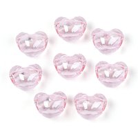 Perles Acryliques Transparentes en Forme de Cœur, Facettées, Rose Perle — Perles à bijoux