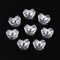 Perles Acryliques Transparentes en Forme de Coeur, Facettées, Claires, 9-9.5mm