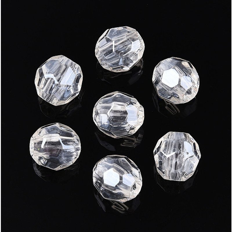 Transparent Acrylic Barrel Beads, Faceted, Clear, 10x10mm — Jewelry Beads