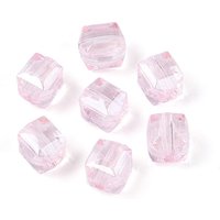 Transparent Acrylic Cube Beads, Faceted, Pearl Pink — Jewelry Beads