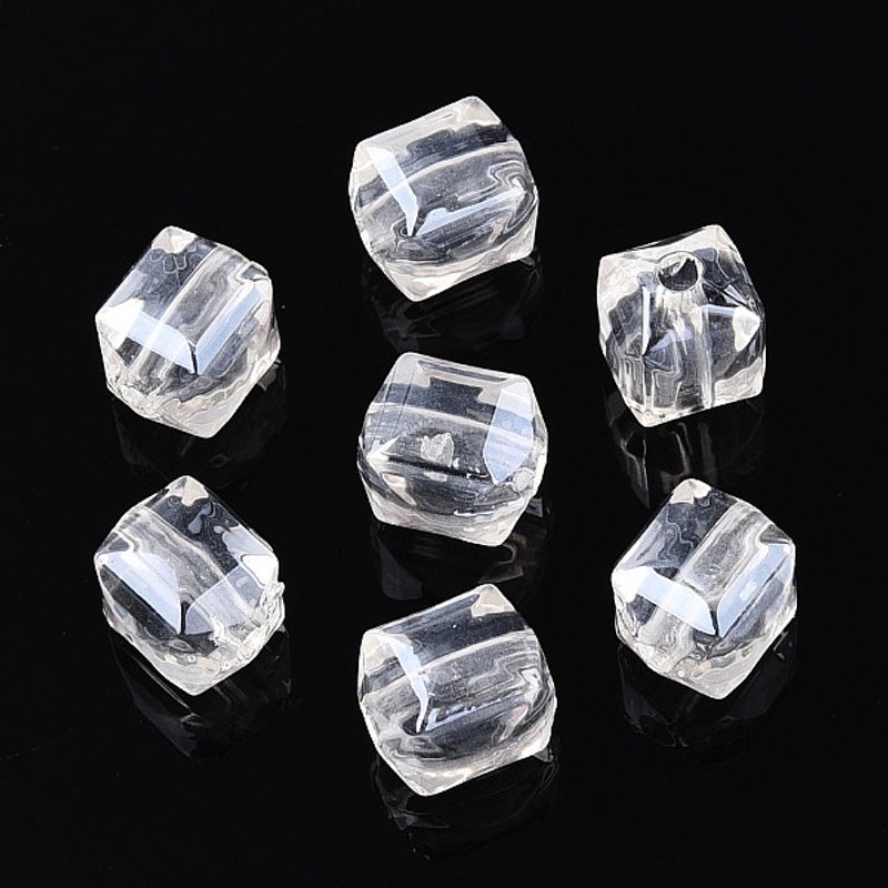 Transparent Acrylic Faceted Cube Beads, Clear, 10mm — Jewelry Beads