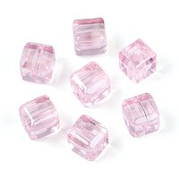 Transparent Acrylic Cube Beads, Faceted, Pearl Pink — Jewelry Beads