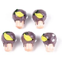 Handmade Lampwork Bumpy Beads, Banana Cup Cake, Rosy Brown — Jewelry Beads