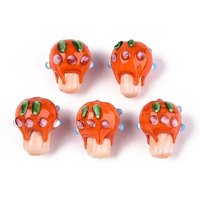 Handmade Lampwork Bumpy Beads, Fruit Cup Cake, Coral