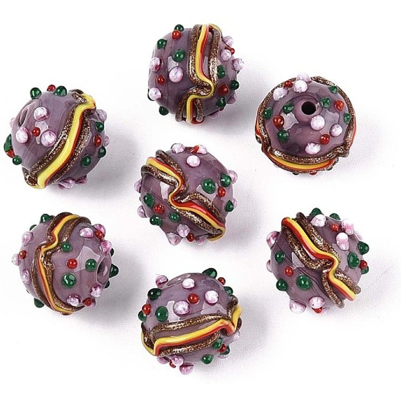 Handmade Lampwork Bumpy Beads, Hamburger, Rosy Brown — Jewelry Beads