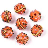 Handmade Lampwork Bumpy Beads, Hamburger, Coral, 13-15mm — Jewelry Beads