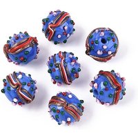 Handmade Lampwork Bumpy Beads, Hamburger, Royal Blue