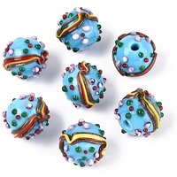 Handmade Lampwork Bumpy Beads Hamburger Light Sky Blue — Jewelry Beads