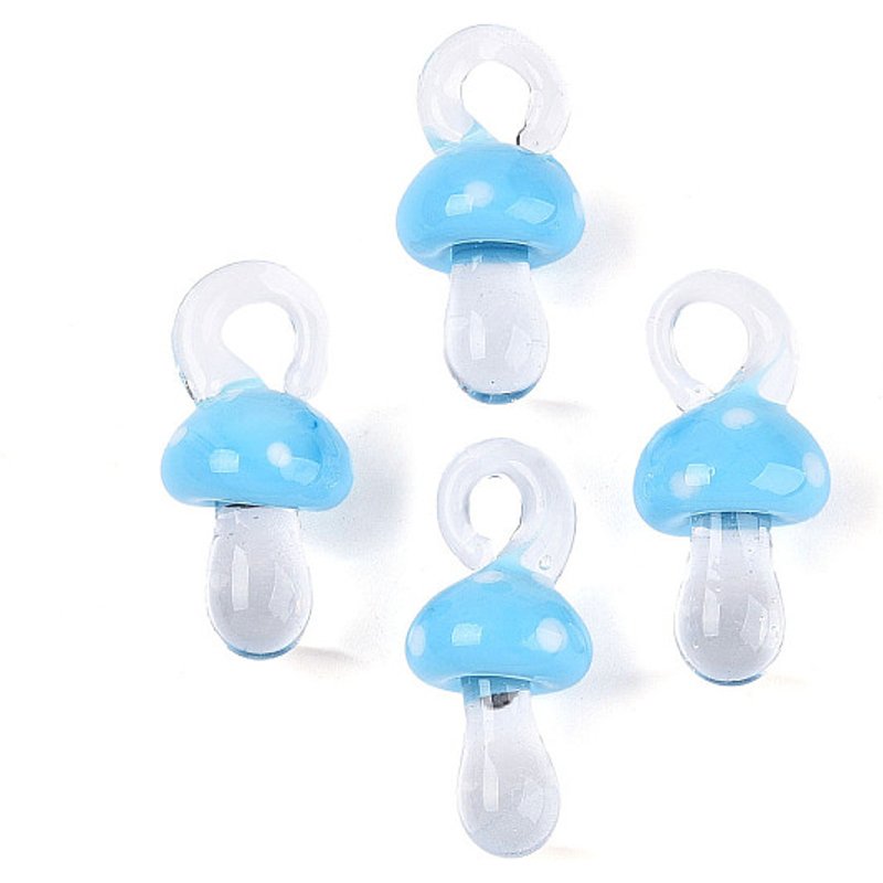Handmade Lampwork Mushroom Pendant in Light Sky Blue — Charms & Pendants