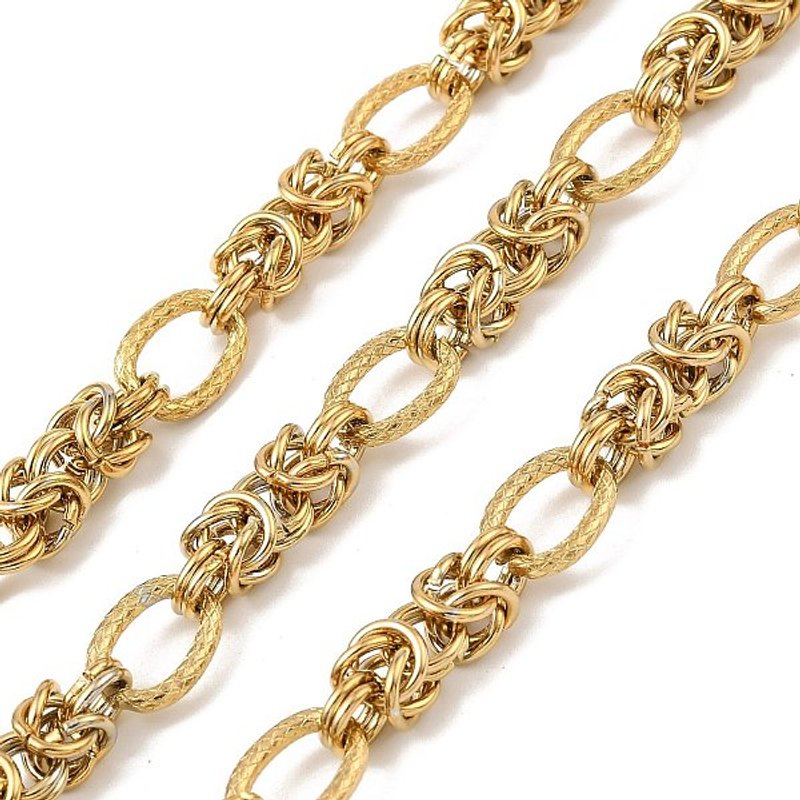 Chaînes ovales en acier inoxydable 304 avec nœud, plaquées or 18K, rouleau de 5m