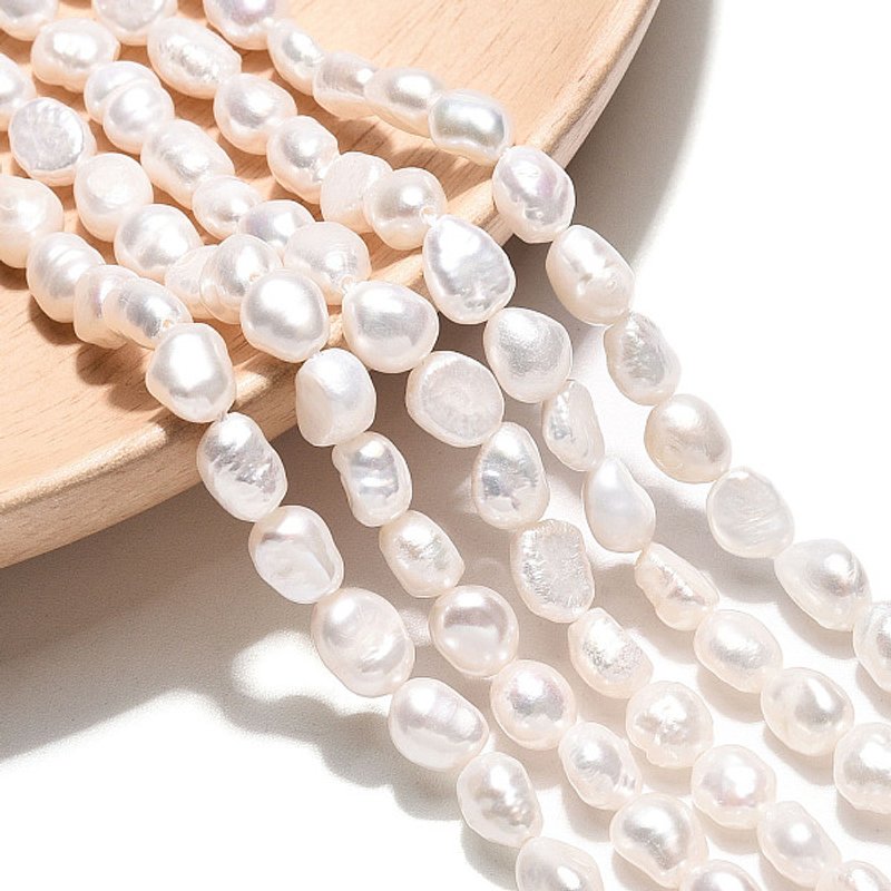 Natural Cultured Freshwater Pearl Beads Strands, Creamy White