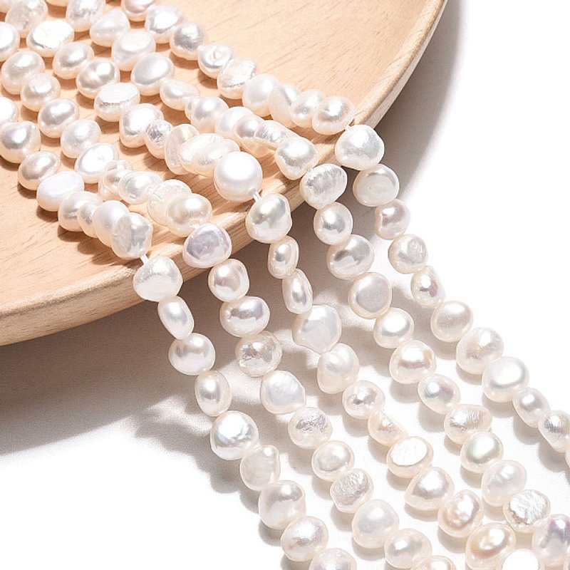 Brins de Perles de Culture d'Eau Douce Naturelles, Blanc Crème — Perles à bijoux