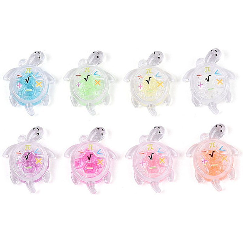 Turtle Acrylic and Glitter Powder Pendant, Mixed Color, 30-30.5mm — Charms & Pendants