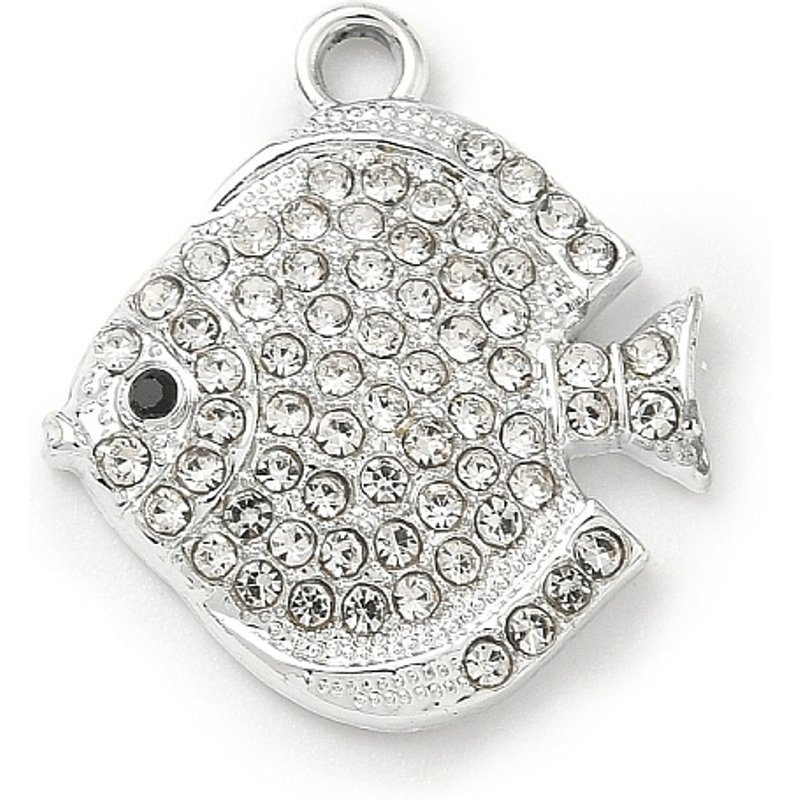 Pendentif en alliage de strass, platine, baleine, 23x20x3.5mm — Breloques et pendentifs
